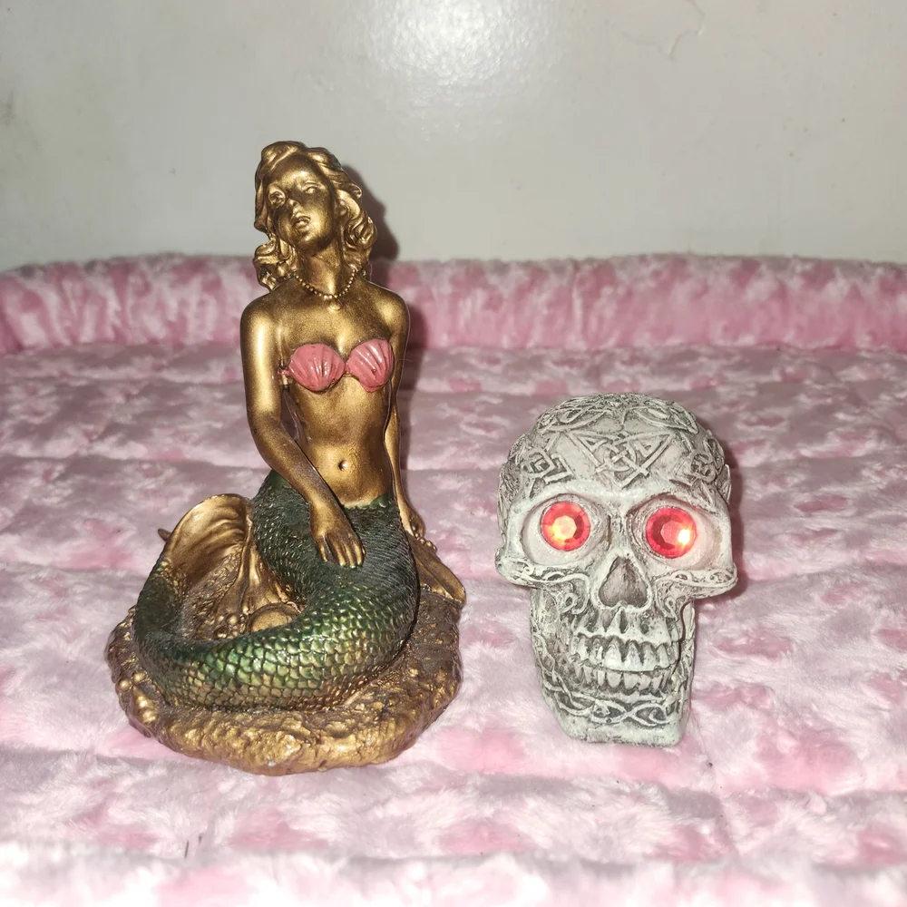 Mermaid and Skull Figurine Set
